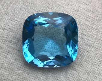 12 mm kwadratowy niebieski topaz szlifowany w kształcie poduszki, 8,45-karatowy luźny fasetowany kamień narodzin grudnia, kamienie szlachetne z recyklingu