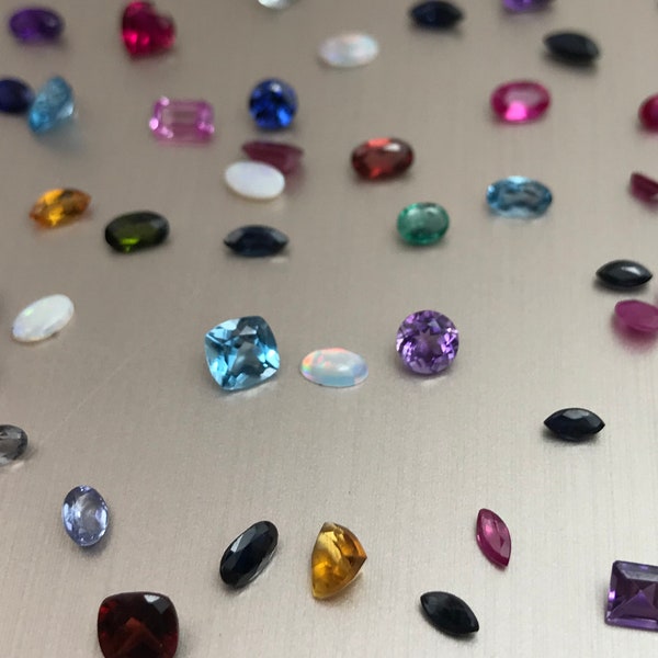 3 Gemstone Mix, 4-5mm Loose Faceted Gems, Precious and Semiprecious Gems, Topaz, Citrine, Amethyst, Ruby, Sapphire, Emerald, Surprise Gems