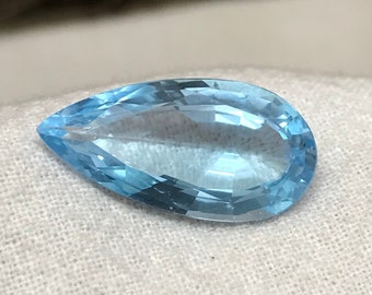 8.88 Carat Blue Topaz 20x10mm Long Pear Cut Loose Gem, Faceted Light Blue Topaz, Natural Topaz, December Birthstone, Sky Blue Topaz