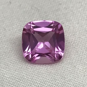 10mm Pink Lab Created Sapphire 5.39 Carat Square Cushion Cut, Faceted Loose Light Pink Gemstone