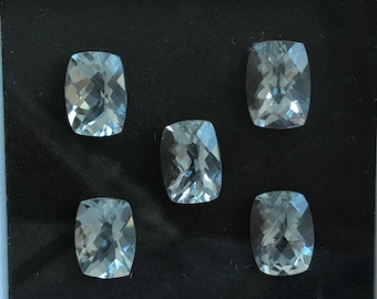 One 7x5mm light Blue Aquamarine 0.80 Carats Checkerboard Rectangle Cushion Cut Loose Gem Faceted Gemstone Beryl March Birthstone