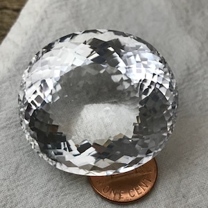 218 Carat Quartz 40x37mm Oval Cut Loose Gem, Large Colorless Gemstone, Big White Quartz