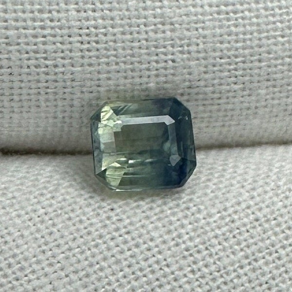 0.96 carat Natural Green-Blue Sapphire 5.2x4.8mm Loose Faceted Gemstone Bi-Color Silky Sapphire, Approx. 5mm Emerald cut