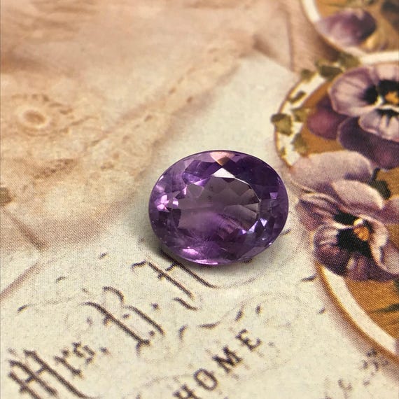 6.51 Carat Purple Amethyst 12.5x10mm Oval Cut, Loose Faceted Birthstone