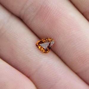 0.82 ct Natural Orange Spessartite Garnet 6.2x4.7mm Squashed Trillion Faceted Gemstone Loose Gem Bright Orange Garnet