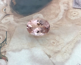 8.40 Carat Peach Pink Morganite 16x12mm Oval Cut Loose Gem Unmounted Gemstone Beryl Peachy Pink Morganite Large Faceted Stone