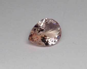 4.43 carat Peach Morganite 15x10.3mm Pear Cut Unmounted Gemstone