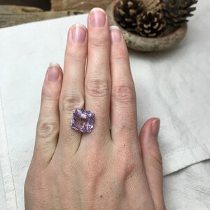 Fancy Cut Lavender Quartz/Amethyst, 9 Carat, 13.5mm, Snowflake Cushion cut, February Birthstone image 8