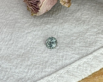 0.55 Carat Light Green Montana Sapphire 5mm Round Cut, Natural Unheated Faceted Loose