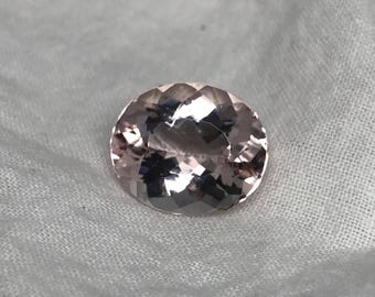 7 Carat Peach Pink Morganite 14x12mm Oval Cut Loose Gemstone Beryl Peachy Pink Morganite, Large Faceted Stone