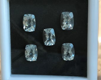 One 7x5mm light Blue Aquamarine 0.80 Carats Checkerboard Rectangle Cushion Cut Loose Gem Faceted Gemstone Beryl March Birthstone