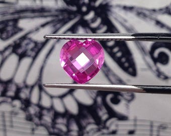 8x8mm 2.4 cts Synthetic Pink Sapphire Double Rose Cut Heart gemstones loose unmounted for gold jewelry making design man made lab grown