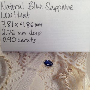 0.90 Carat Natural Blue Sapphire 8x5mm Marquise Cut, Blue Faceted Unmounted Gemstone, Low Heat Sapphire image 6