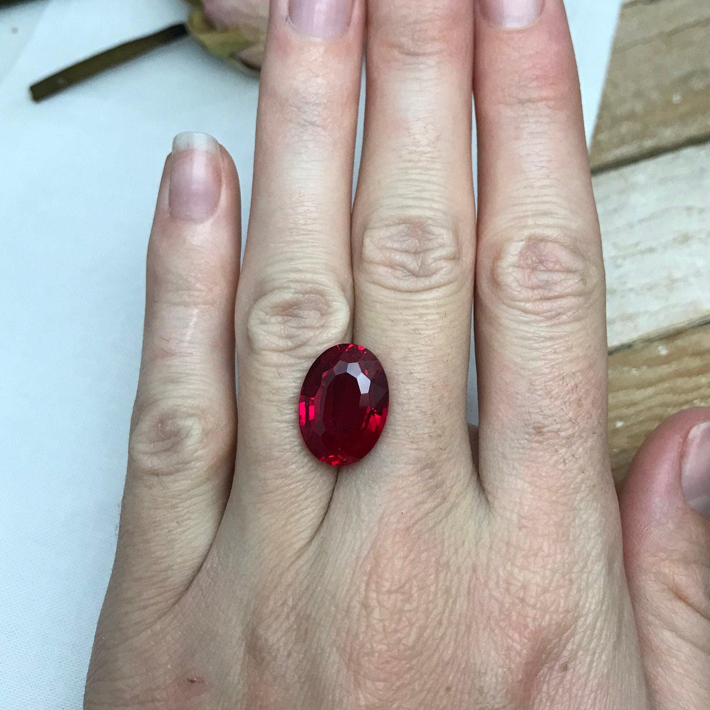 16 x 12 mm ラボ ルビー 11.38 カラット オーバルカット ルース 合成 