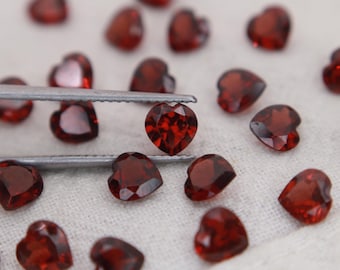 One 5mm Red Garnet Heart Cut, Faceted Loose Gemstone for Jewelry Setting