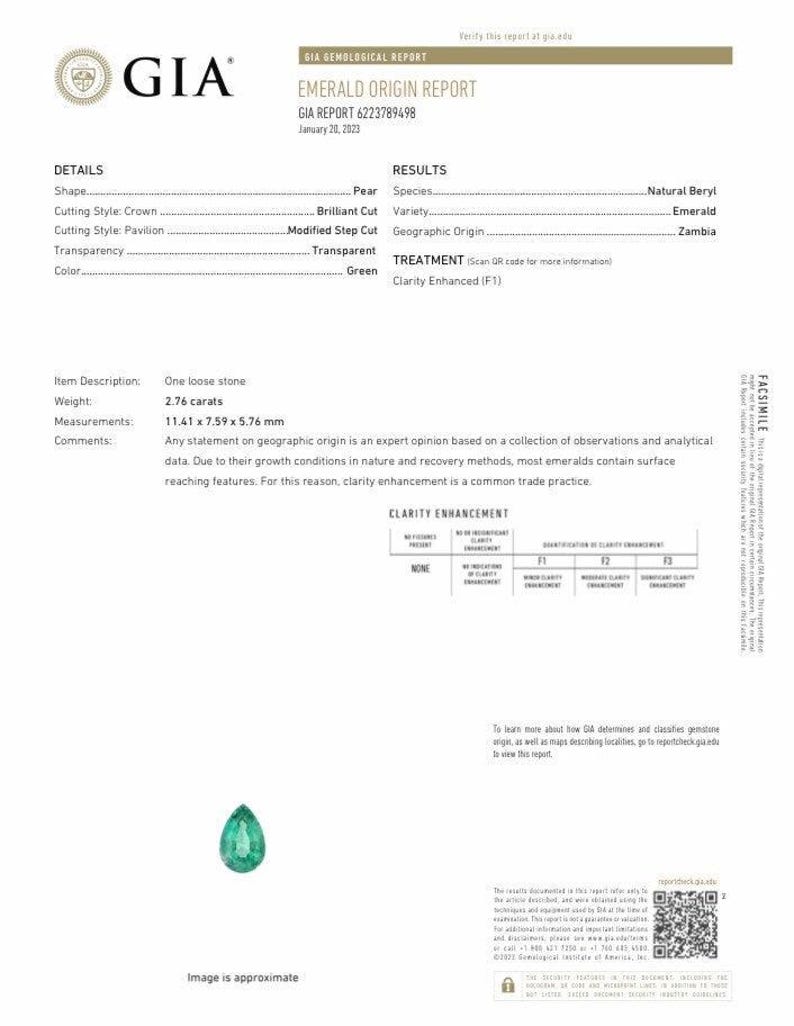 GIA-zertifiziert 2,76 cts Smaragd 11,4 x 7,6 mm facettierter loser Edelstein, schöner natürlicher sambischer Smaragd Bild 10