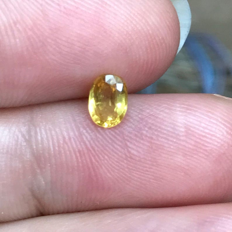 Natural Yellow Sapphire 0.67 Carat 5.8x4.1mm Oval Cut, Beryllium Treated Sapphire, Faceted Loose Gemstone, BE Treated image 8