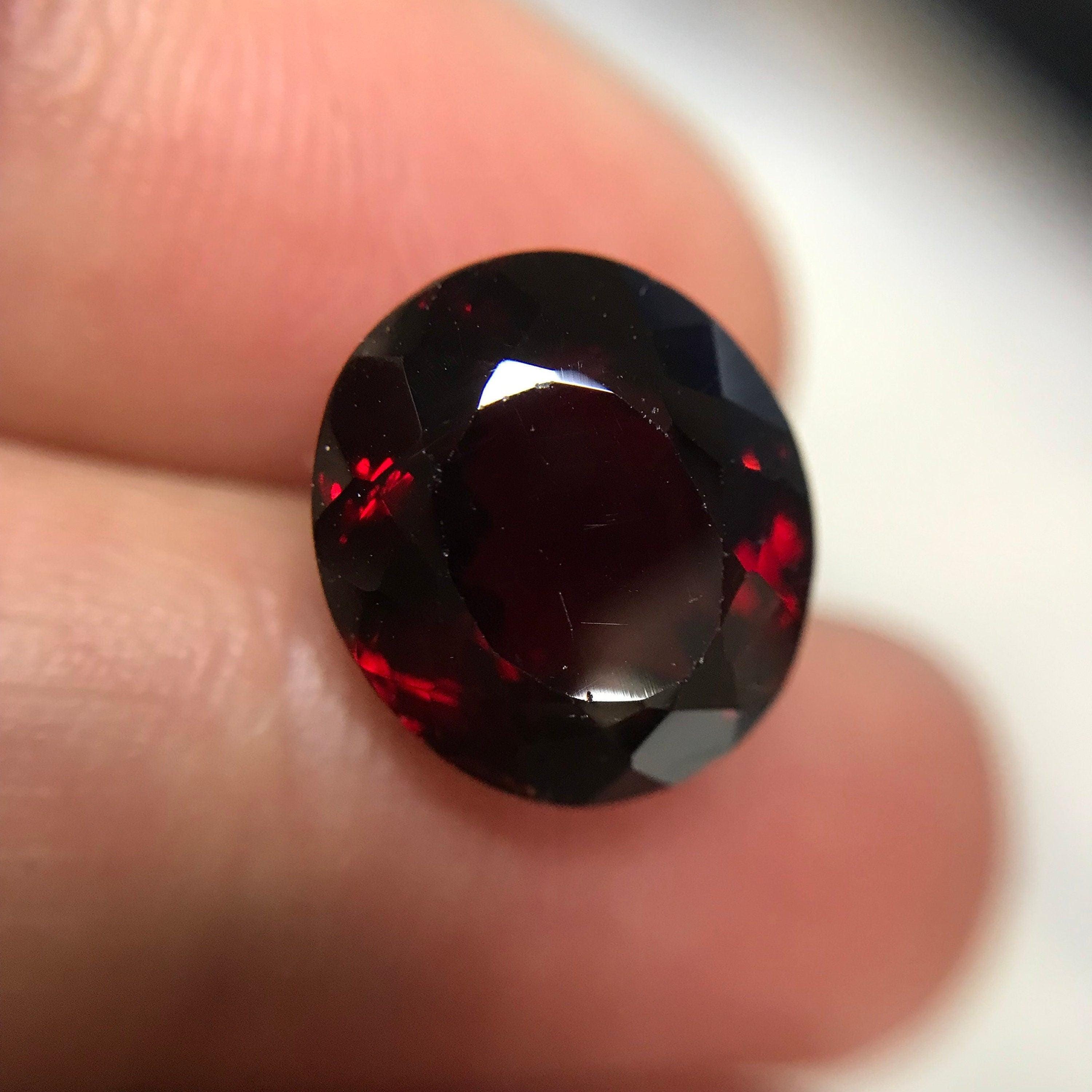 Dark Red Garnet 9.35 Carat 12.5x11.2mm Oval Cut Faceted Loose