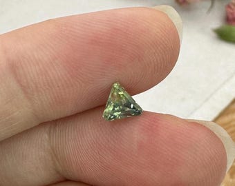 0.68 Carat Yellowish Green Montana Sapphire 5mm Triangle Cut, Natural Unheated Faceted Loose