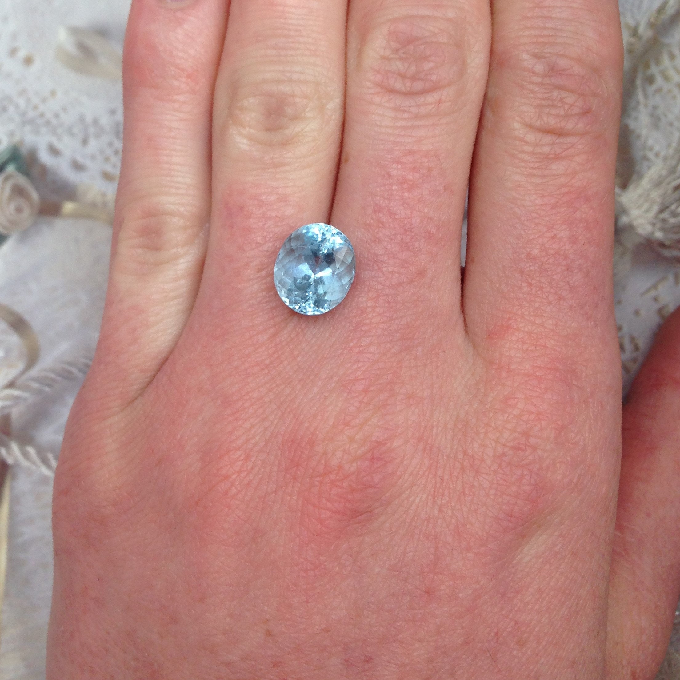 Sky Blue Aquamarine Natural 4 cts 10x9 mm Light Blue Oval Cut Etsy