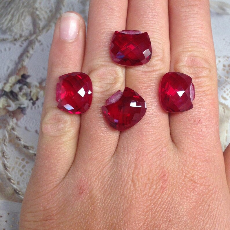 Lab Created Ruby Bead Faceted Checkerboard Synthetic Ruby gemstones loose unmounted jewelry making man-made Unique Multiple available Purse image 2