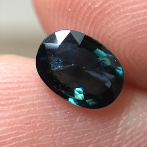 7x5mm natuurlijke blauwe saffier 1,11 karaat ovaal Teal blauw, teruggewonnen edelsteen, gefacetteerde losse edelsteen verwarmd groenachtig blauw
