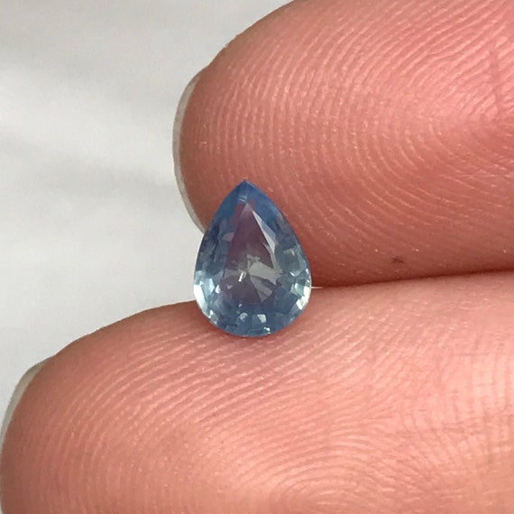 7x5mm Natural Milky Blue Sapphire 0.84 Carat, Silky Sapphire Pear 