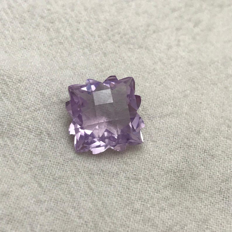 Fancy Cut Lavender Quartz/Amethyst, 9 Carat, 13.5mm, Snowflake Cushion cut, February Birthstone image 2
