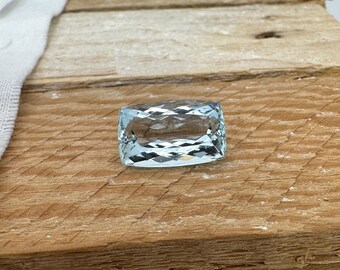 Aguamarina azul de 6,77 quilates, 15,1 x 9,4 mm, talla cojín rectangular, piedra preciosa suelta facetada