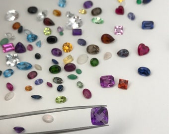 One-Surprise Gemstone! Loose Faceted Precious and Semiprecious Gem, Between 3x4mm-12x8mm, Topaz, Citrine, Amethyst, Ruby, Sapphire, Emerald,