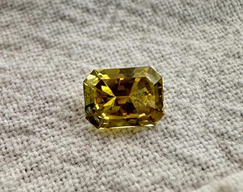 0.67 Carat Golden Yellow Montana Sapphire 5.7x4.3mm Radiant Cut, Faceted Loose Gemstone
