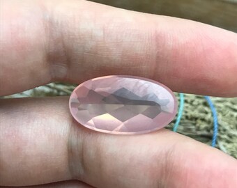 10 ct rosenkvarts, 22 x 12 mm oval, ljusrosa, unik oval slipad kvarts lös ädelsten vackert slipad ädelsten fasetterad sten