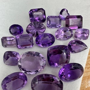 121 carat Lot of Amethyst, Discount Worn Amethyst, 18 pieces, Faceted, Recycled, Chipped, Preformed Facet Rough