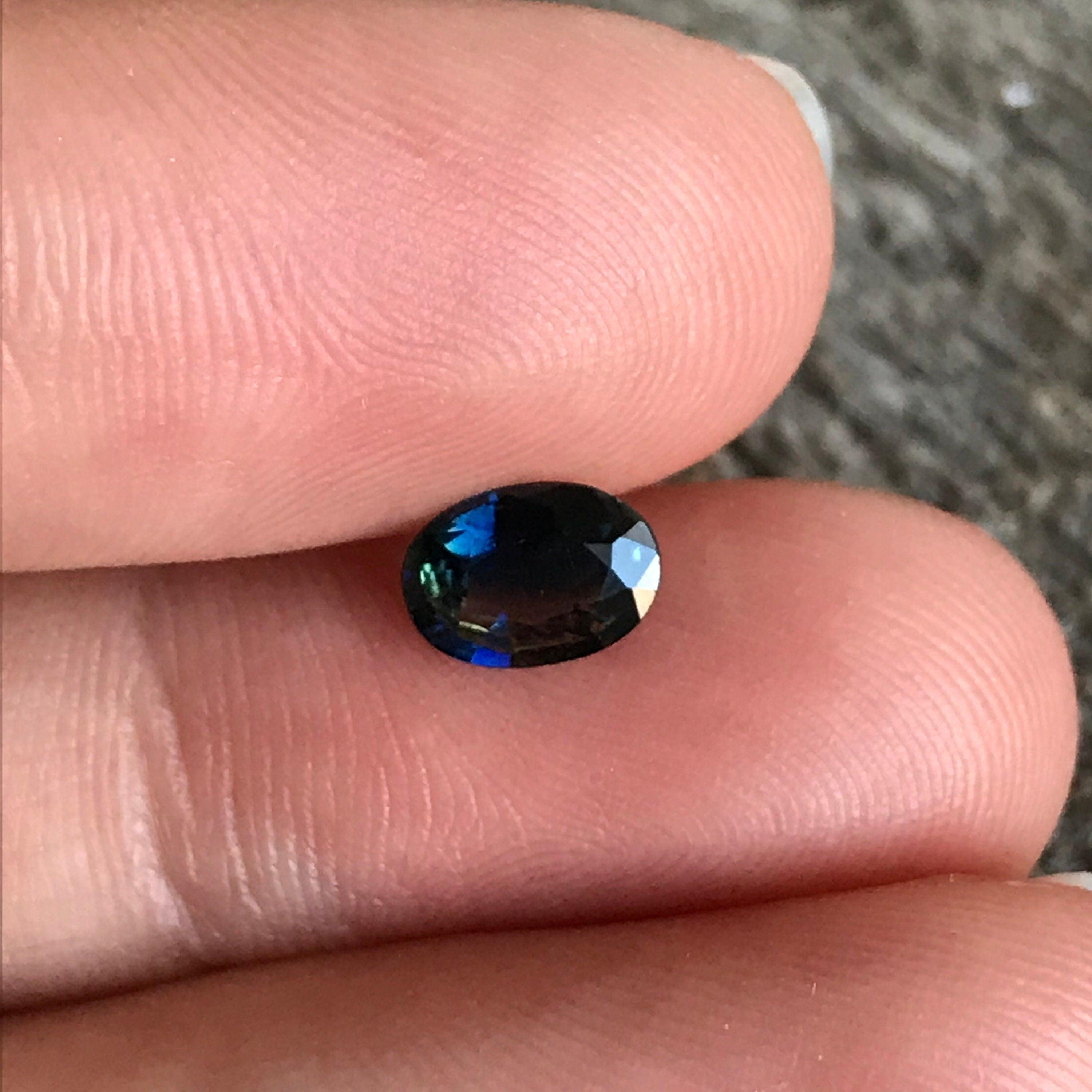 7x5mm Natural Deep Blue Sapphire Oval 0.92 Carat, Reclaimed Gem