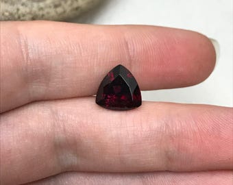 Deep Red Garnet 5 Carat 10mm Trillion Cut Garnet, Faceted Loose Gemstone for Jewelry Setting, US Seller