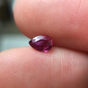 0.38 ct Natural Ruby 5.5x4mm Pear Cut, Loose Imperfect Gemstone, Faceted Gem, Red Beautiful July Birthstone, Genuine Earth Mined