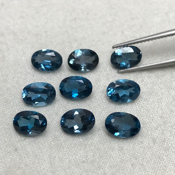 ONE- 7x5mm London Blue Topaz Oval Cut, Faceted Loose Unmounted Gemstone