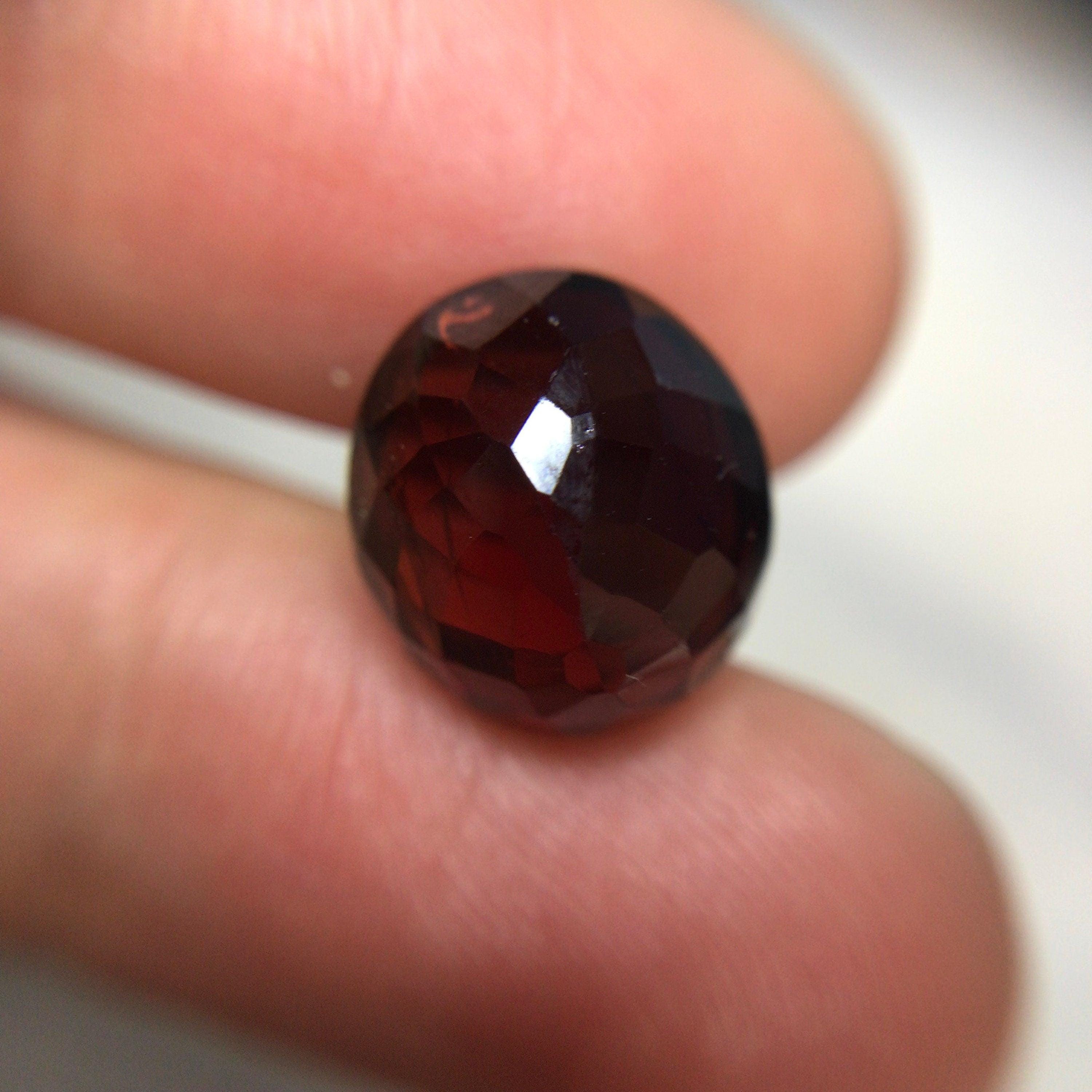 Dark Red Garnet 9.35 Carat 12.5x11.2mm Oval Cut Faceted Loose