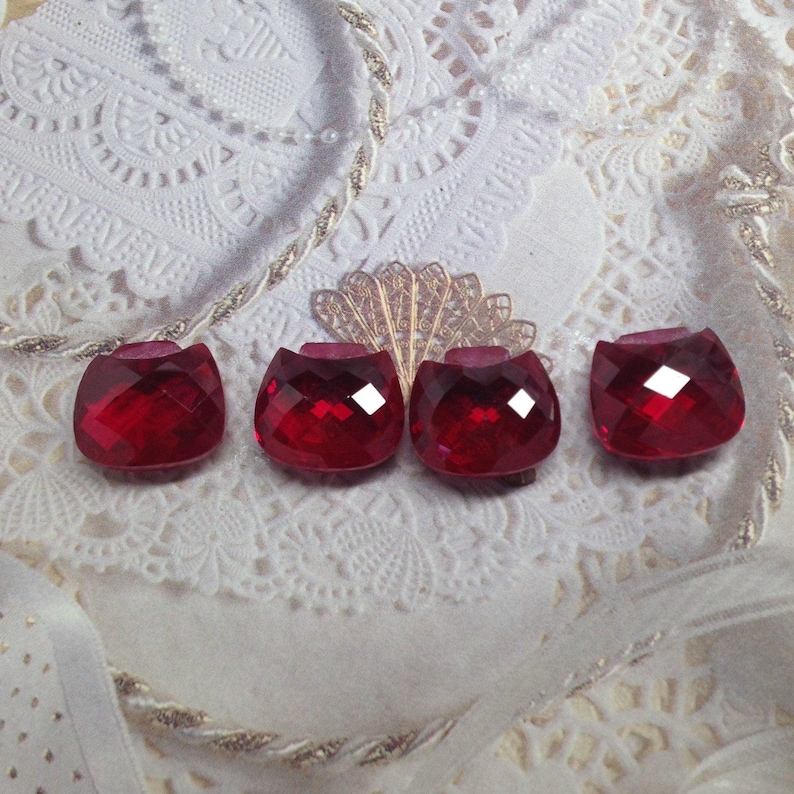 Lab Created Ruby Bead Faceted Checkerboard Synthetic Ruby gemstones loose unmounted jewelry making man-made Unique Multiple available Purse image 1