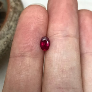 6x4mm Natural Ruby Heated with Residues 0.59 Carat  Oval Cut Gemstone Loose Faceted Corundum July Birthstone Treated Red Ruby