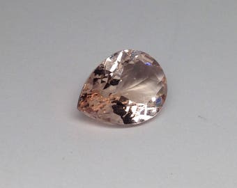 4.43 carat Peach Morganite 15x10.3mm Pear Cut Unmounted Gemstone