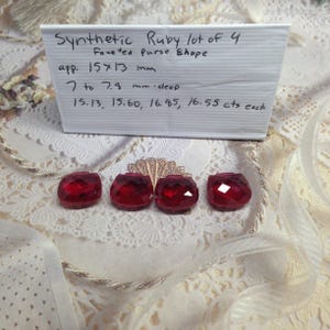 Lab Created Ruby Bead Faceted Checkerboard Synthetic Ruby gemstones loose unmounted jewelry making man-made Unique Multiple available Purse image 8