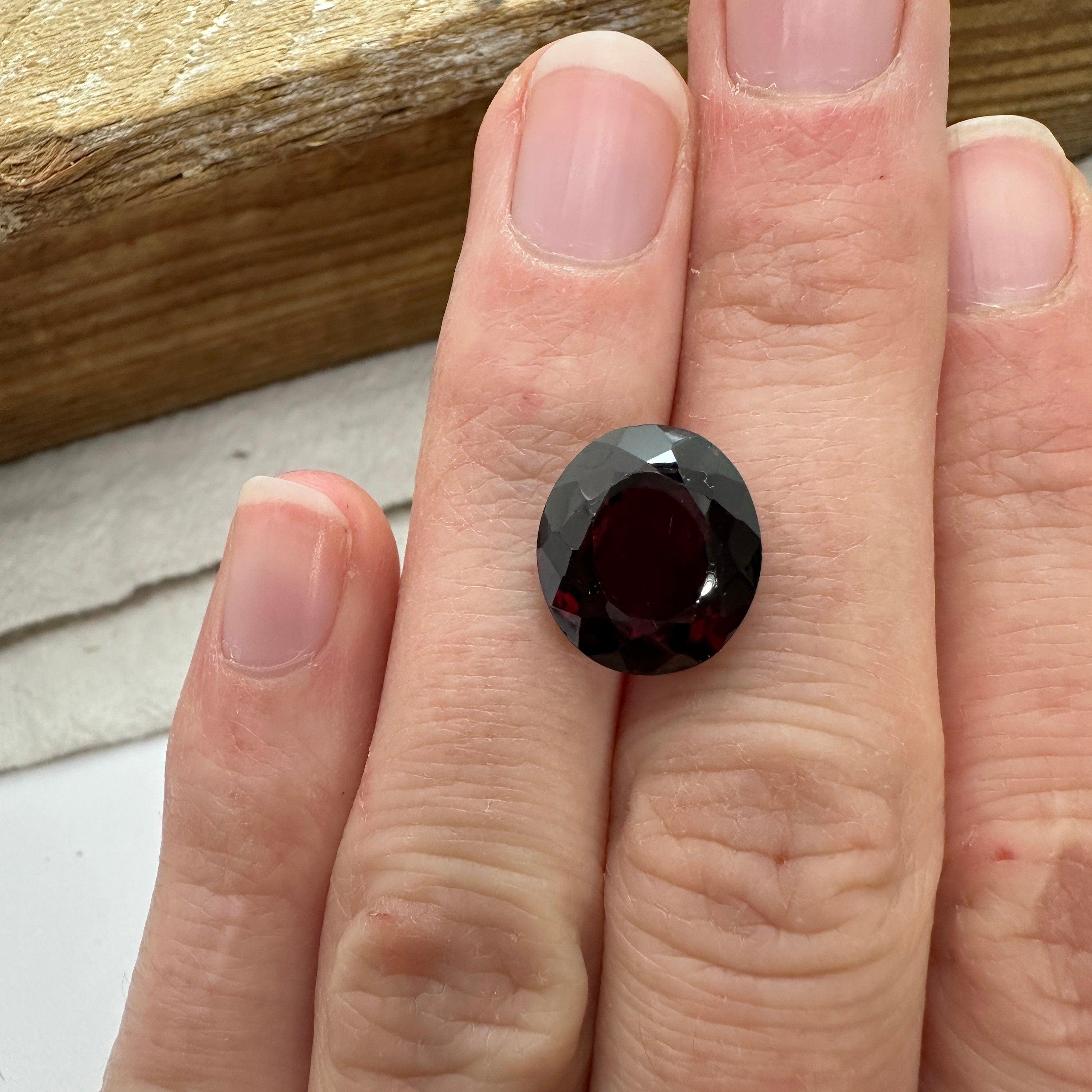 Dark Red Garnet 9.35 Carat 12.5x11.2mm Oval Cut Faceted Loose