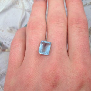 10.4x7.9mm 4.6 Carat Natural Sky Blue Aquamarine Light Blue Gem Rectangle Cut Loose Faceted Gemstone Beryl March Birthstone Wholesale Gem image 3