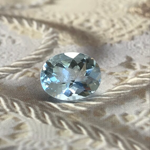 11x9mm 3 Carat Natural Sky Blue Aquamarine Light Blue Checkerboard