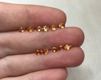 One- 4x3mm Yellow Orange Sapphire Color Treated Oval Corundum Average 0.18 Carat Faceted Loose Unmounted Shallow Cut Fancy Color Sapphire