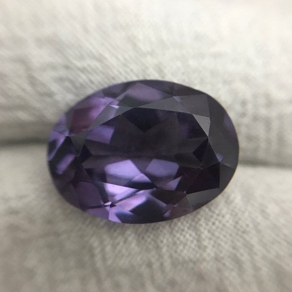 16x12mm Lab Created Purple Sapphire Oval Cut 11.40 Carat, Faceted Lab Grown Corundum- Alexandrite Replacement