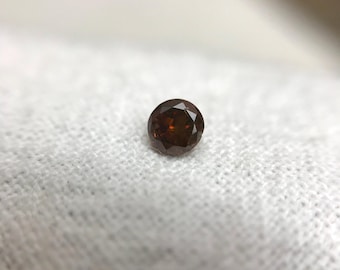 3.2mm Round Brown Orange Diamond, 0.15 Carat Natural Loose Diamond April Birthstone, Tiny Amber 3mm Diamond