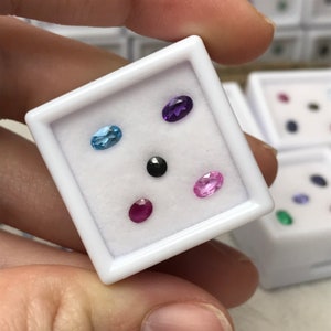 5 Gemstone Mix, 3mm wide Loose Faceted Gems, Loose SMALL Gems, Topaz, Citrine, Amethyst, Ruby, Sapphire, Emerald, Surprise Gems