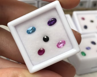 5 Gemstone Mix, 3mm wide Loose Faceted Gems, Loose SMALL Gems, Topaz, Citrine, Amethyst, Ruby, Sapphire, Emerald, Surprise Gems
